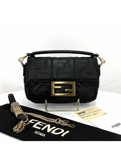 Mini Baguette Chain Cross Bag Black 8BS017 - FENDI - BALAAN 2