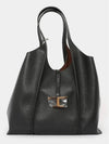 T Timeless Leather Medium Shopping Tote Bag Black - TOD'S - BALAAN 3