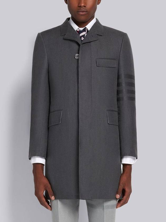 4 Bar Stripe Crispy Linen Jacket Gray - THOM BROWNE - BALAAN.