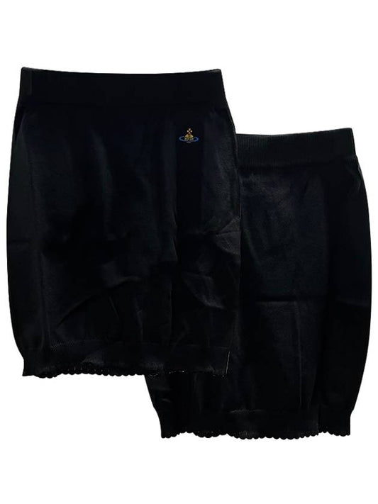 Women's ORB Logo Embroidered Knit H-Line Skirt Black - VIVIENNE WESTWOOD - BALAAN.