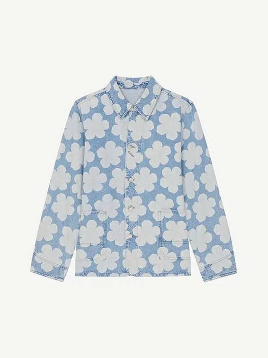 floral print denim jacket blue - KENZO - BALAAN.
