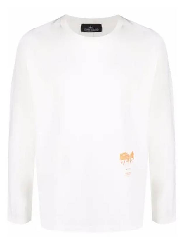 Men's Neo Flora Print Organic Cotton Long Sleeve T-Shirt White - STONE ISLAND - BALAAN 5