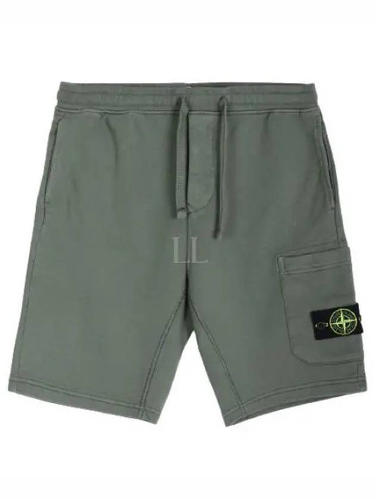 Cotton Fleece Cargo Bermuda Shorts Musk Green - STONE ISLAND - BALAAN 2