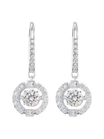 Una Drop Crystal Pierced Earrings Silver - SWAROVSKI - BALAAN 1