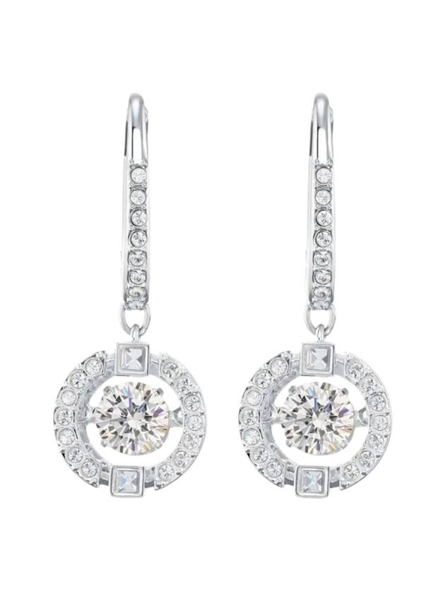 Una Drop Crystal Pierced Earrings Silver - SWAROVSKI - BALAAN 1