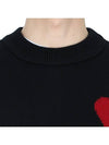 Big Heart Logo Wool Knit Top Black - AMI - BALAAN 6