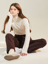 RYUL+WAI: slit straight color denim pants burgundy - RYUL+WAI: - BALAAN 4