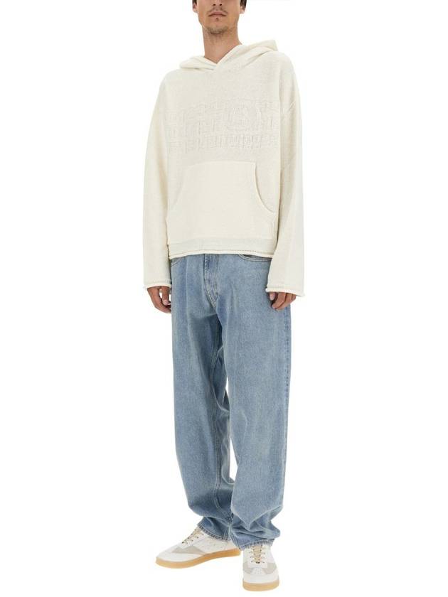 Number Zoom Logo Knit Virgin Wool Hoodie White - MAISON MARGIELA - BALAAN 3