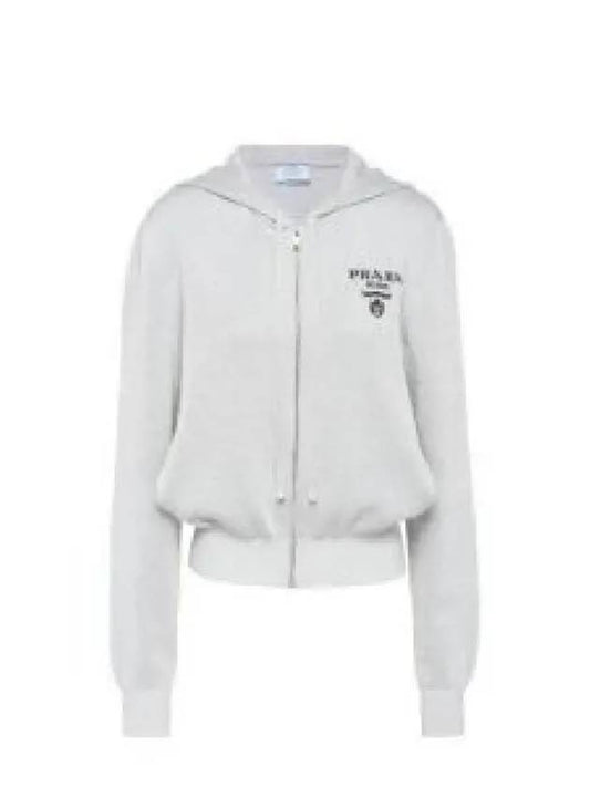 Women s Logo Cashmere Zip up Hood Silver P25I591Z8GF0118 ZIPUP HOODIE - PRADA - BALAAN 2