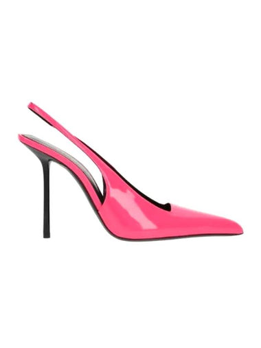 Kiss Patent Leather Slingback Heel Rose Fluo - SAINT LAURENT - BALAAN 1