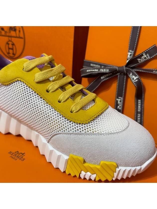 Women's Bouncing Sneakers White Mesh H Yellow Purple Two Tone - HERMES - BALAAN 6