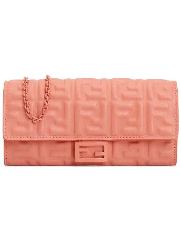 Baguette Continental Embossed FF Logo Chain Long Wallet Pink - FENDI - BALAAN 2