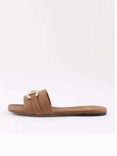 Gancini Ornament Flat Slide Brown - SALVATORE FERRAGAMO - BALAAN 2