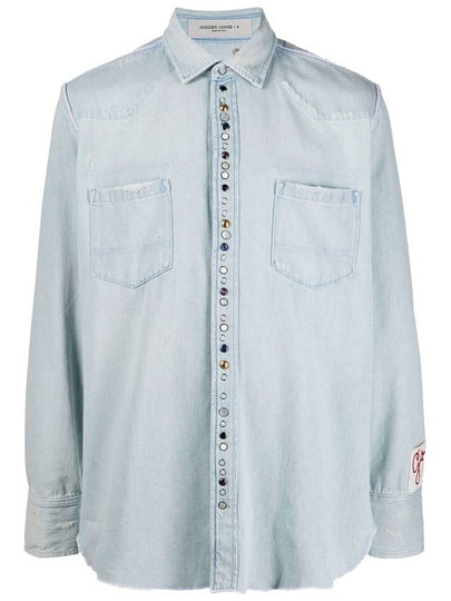 Bleached Denim Long Sleeve Shirt Blue - GOLDEN GOOSE - BALAAN 2