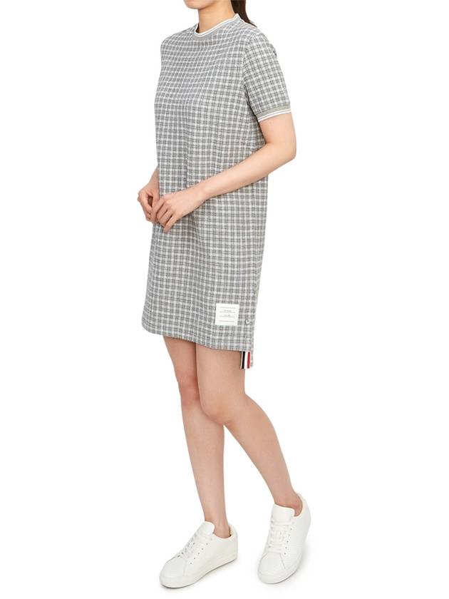 Check Tweed Crewneck Short Dress Grey - THOM BROWNE - BALAAN 5