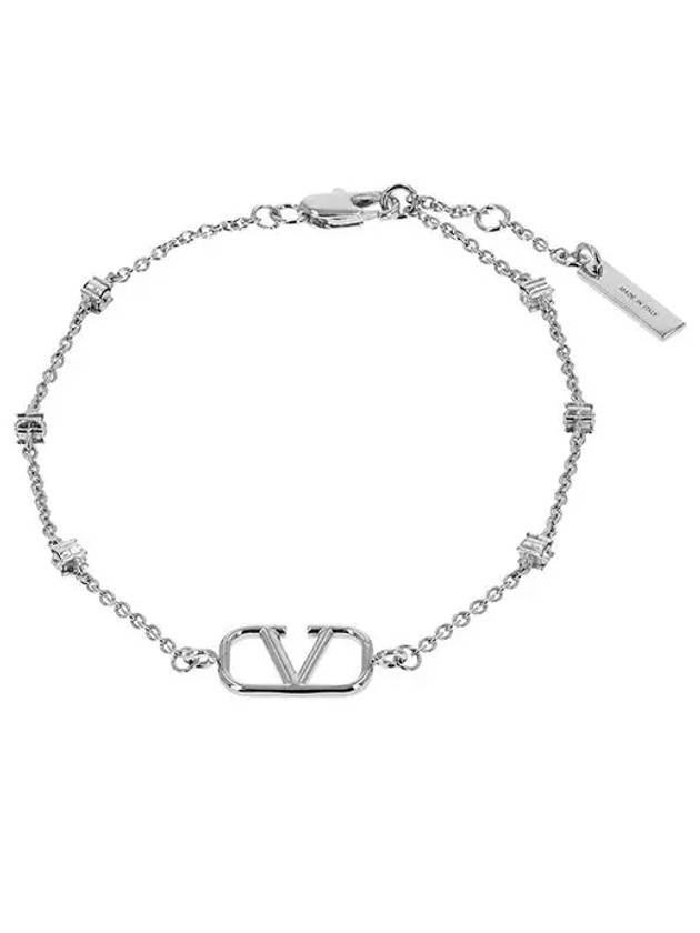 Men's V Logo Signature Bracelet Silver - VALENTINO - BALAAN 6