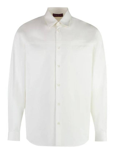 Logo Cotton Long Sleeve Shirt White - GUCCI - BALAAN 2