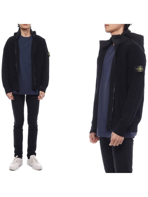 Compass Badge Cotton Zip-up Hoodie Black - STONE ISLAND - BALAAN 2