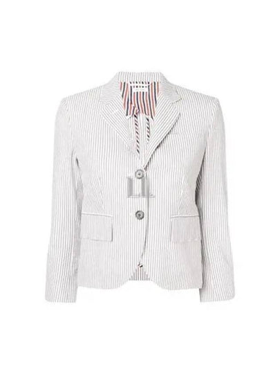 Striped Seersucker Half Line Single Jacket Grey - THOM BROWNE - BALAAN 2