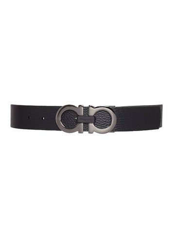 Reversible Gancini Belt Black Hickory - SALVATORE FERRAGAMO - BALAAN 1