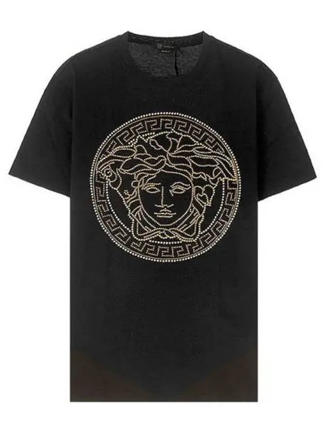 Men s Short Sleeve T Shirt Versace Medusa Logo Crystal embellished Size Medium - VERSACE - BALAAN 2