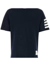 Cotton Short Sleeve T-Shirt Navy - THOM BROWNE - BALAAN 1