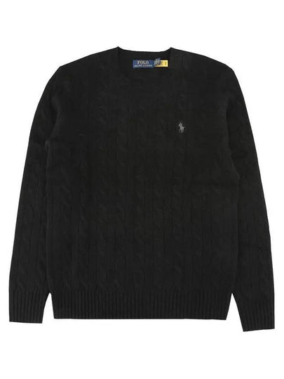 Embroid Logo Cable Knit Top Black - POLO RALPH LAUREN - BALAAN 2