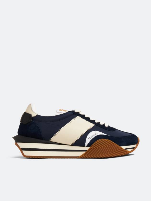 Logo James Panel Low Top Sneakers Navy - TOM FORD - BALAAN 2