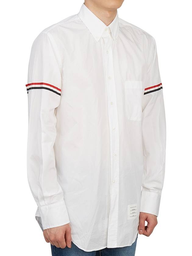 Men's Poplin Grosgrain Armband Classic Long Sleeve Shirt White - THOM BROWNE - BALAAN 4