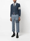 Donegal Twist Cable 4 Bar Classic V Neck Cardigan Blue - THOM BROWNE - BALAAN 4