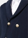 Men's Gold Button Double Breasted Cardigan Blue - BRUNELLO CUCINELLI - BALAAN 7