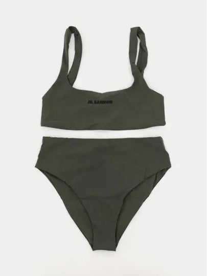 Logo Print Square Neck Bikini Dark Green - JIL SANDER - BALAAN 2