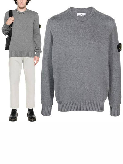 Logo Patch Knit Top Grey - STONE ISLAND - BALAAN 2