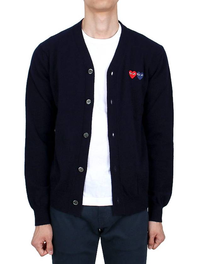 Double Heart V-neck Cardigan Black - COMME DES GARCONS - BALAAN 4