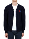 Double Heart V-neck Cardigan Black - COMME DES GARCONS - BALAAN 4