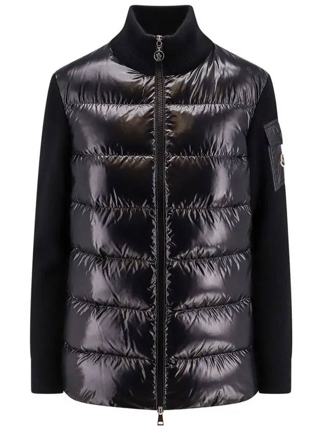 Padded Wool Cardigan Black - MONCLER - BALAAN 2