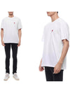 Small Heart Logo Short Sleeve T-Shirt White - AMI - BALAAN 3