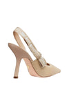 J'adior Cotton Embroidered Slingback Heels Beige - DIOR - BALAAN 4