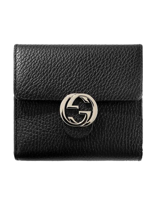 GG Interlocking Half Wallet Black - GUCCI - BALAAN 1