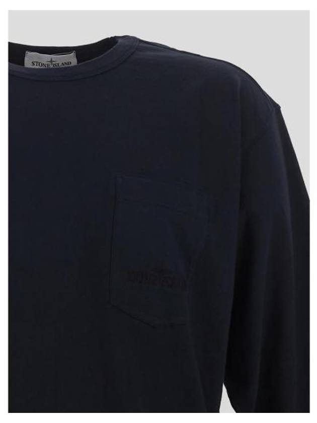 Cotton Jersey Long Sleeve T Shirt Navy - STONE ISLAND - BALAAN 4