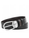 Horseshoe Buckle Reversible Leather Belt Black Brown - MONTBLANC - BALAAN 3