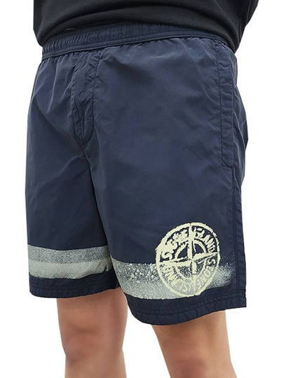 Striped One Print Swim Shorts Navy - STONE ISLAND - BALAAN 2