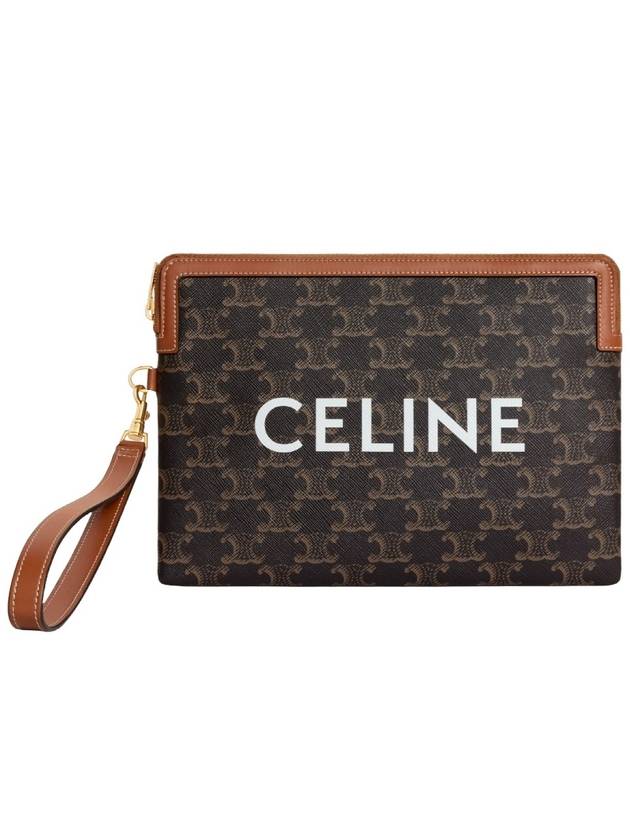 Small Pouch With Strap Signature In Triomphe Canvas With  Print Tan - CELINE - BALAAN 2