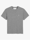 Embroidered Logo Cotton Short Sleeve T-Shirt Grey - AMI - BALAAN 2