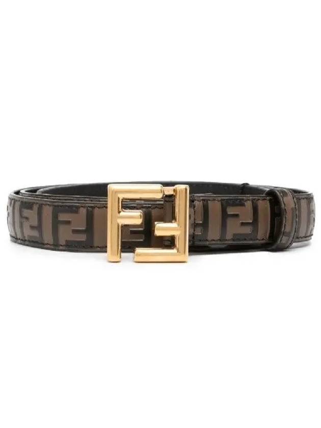 FF Square Stud Buckle Leather Belt Brown - FENDI - BALAAN 2