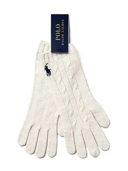 WC0528 107 Signature Pony Cable Knit Cashmere Touchscreen Gloves - POLO RALPH LAUREN - BALAAN 2