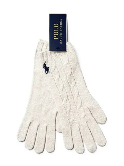 Signature Pony Cable Knit Cashmere Gloves Ivory - POLO RALPH LAUREN - BALAAN 2