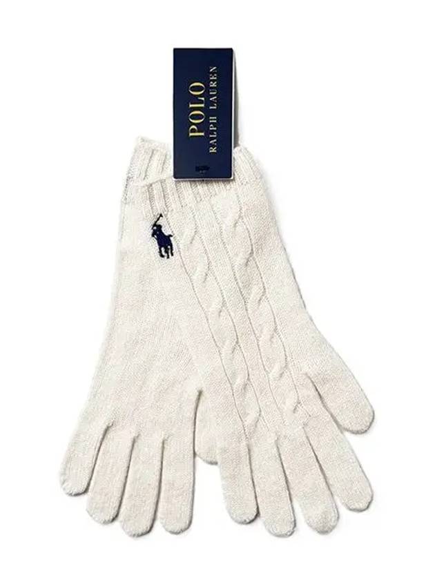 WC0528 107 Signature Pony Cable Knit Cashmere Touchscreen Gloves - POLO RALPH LAUREN - BALAAN 1