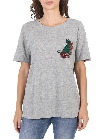 Essentiel Ladies Grey Rigo Cat Patch T-Shirt, Brand Size 0 - ESSENTIEL ANTWERP - BALAAN 1