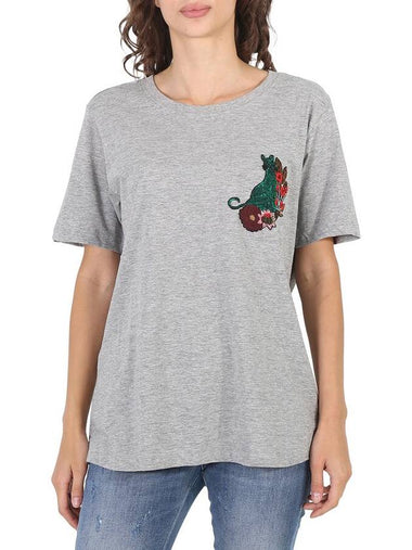 Essentiel Ladies Grey Rigo Cat Patch T-Shirt, Brand Size 0 - ESSENTIEL ANTWERP - BALAAN 1